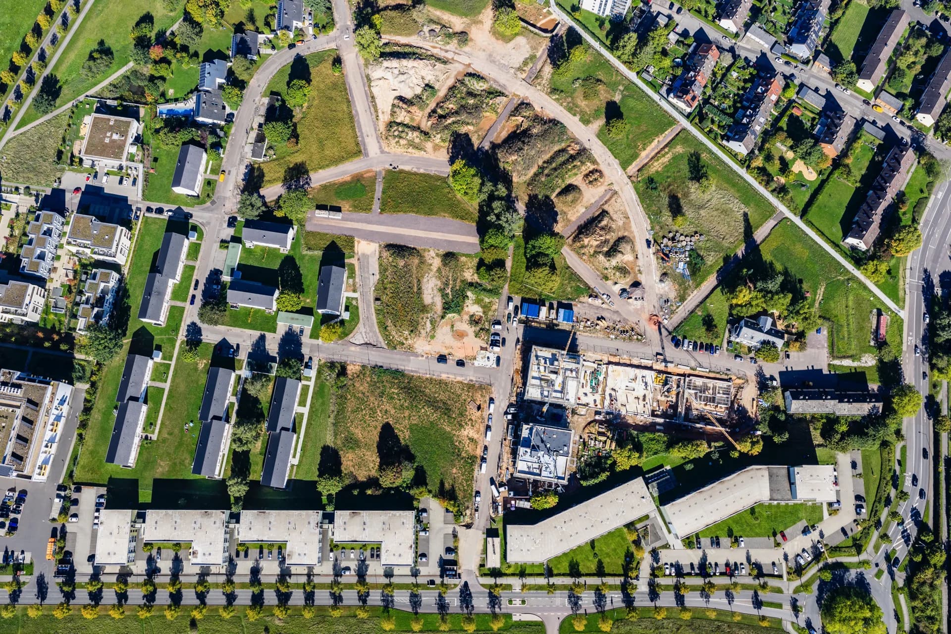 Luftbild des Baugebiets Burgunder Viertel in Trier